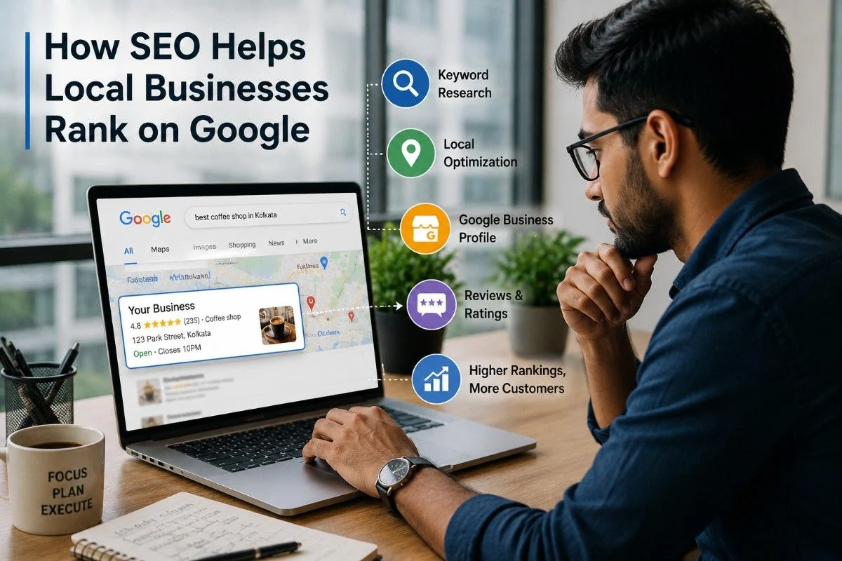 Man reviewing local SEO ranking strategy.