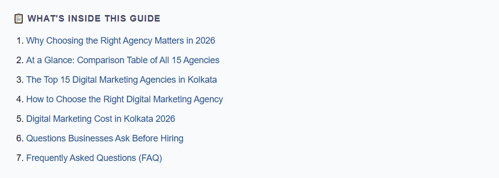 table of contents